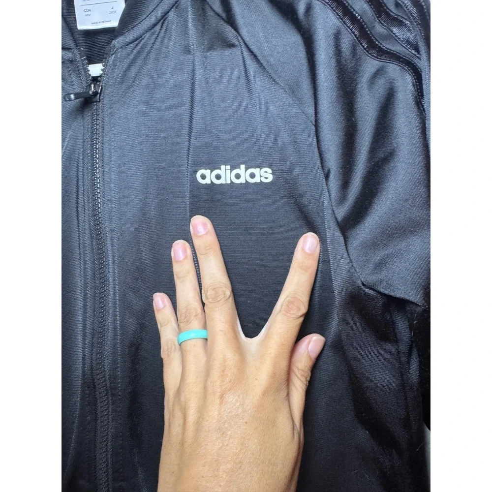 Adidas Mens Track Jacket Black Tonal 3-Stripe Full Zip Bomber Style Size Medium